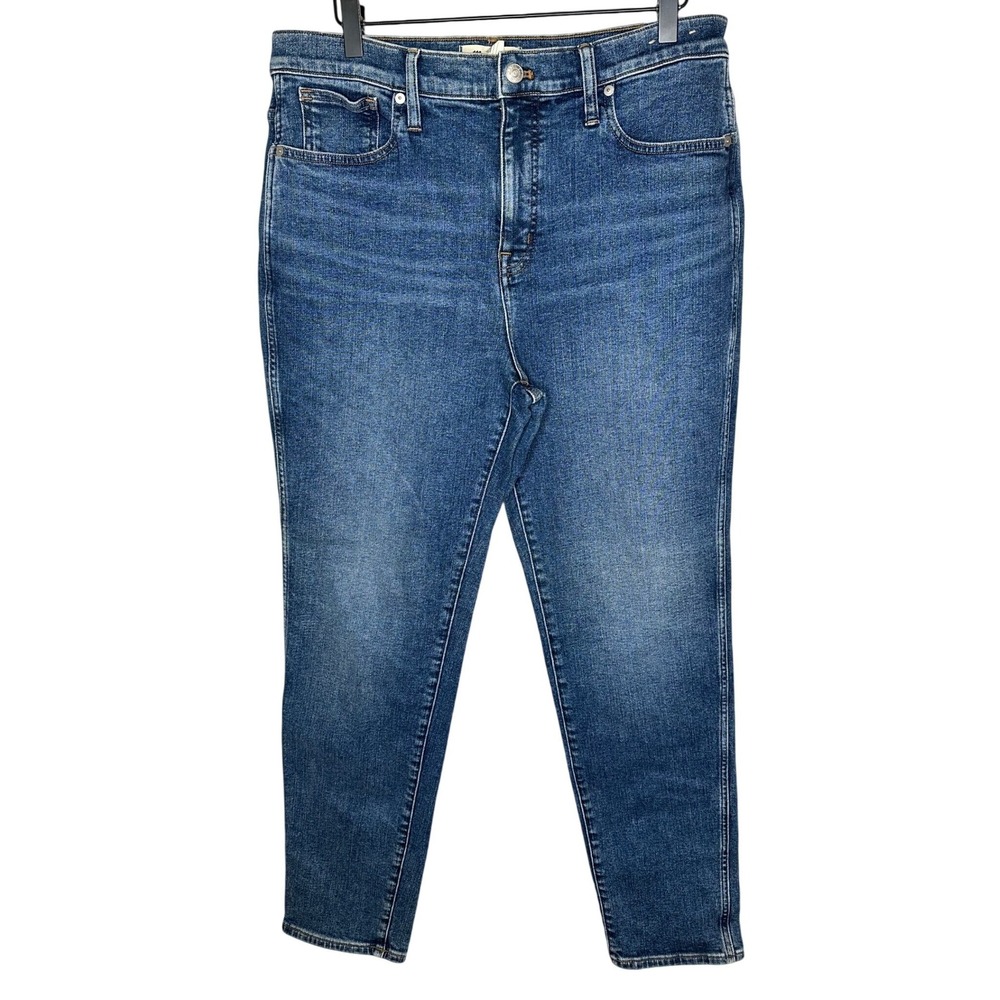 Madewell The Stovepipe Jeans Womens 31 Blue Medium Wash High Rise Straight Leg